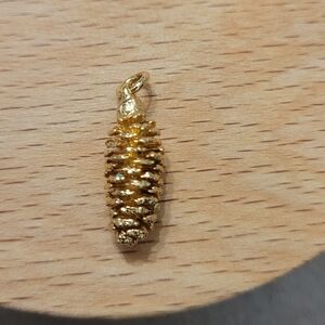Gold Textured Pine Cone Pendant